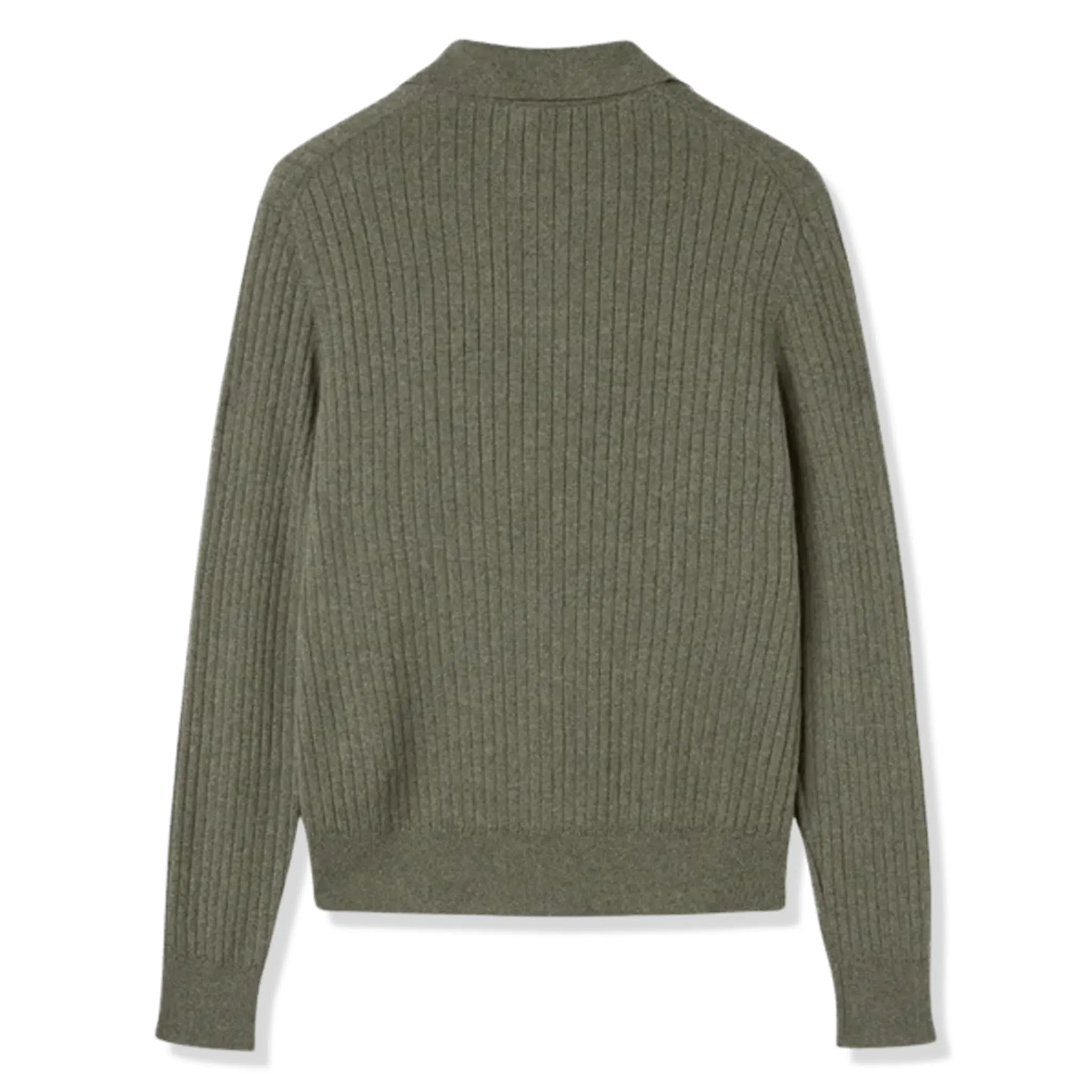 Front View of Loro Piana Lexington Baby Cashmere Dusky Moss Melange Polo Shirt FAO3673